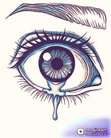 a drawing of a woman 's eye with a tear dripping from it