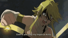 a girl in a cartoon says even if you stop my imperial arms