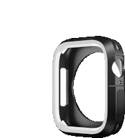 a black apple watch case with a white rim