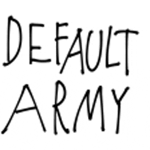 a black and white drawing of the words `` default army '' on a white background .