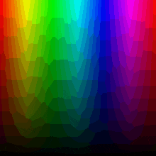 a rainbow of colors is displayed in a geometric pattern