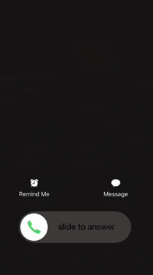 a cell phone screen with a call coming in and a message .