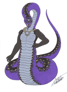 a drawing of a purple and black snake with the year 2014 on the bottom right