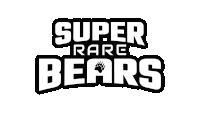 a black and white logo for super rare bears with a paw on it