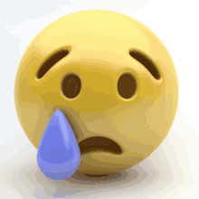 a yellow smiley face with a blue tear coming out of it 's eye