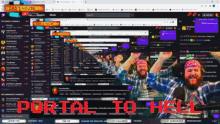 a computer screen with portal to hell written in red letters