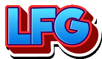 a blue and red logo that says lfg on a white background