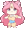 a pixel art drawing of a girl with pink hair and a bow on her head .