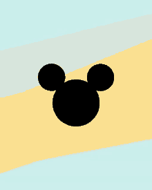 the silhouette of mickey mouse 's head is on a colorful background .