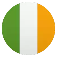 a green white and orange flag is in a circle