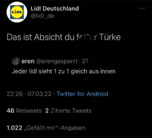 a screenshot of a lidl deutschland tweet