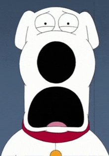 a cartoon dog is making a surprised face with his mouth wide open .