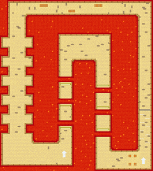 a map of a maze with arrows pointing to the right and left