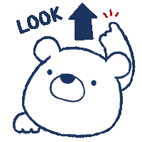 a drawing of a teddy bear with an arrow pointing up and the word look below it