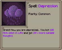 a pixel art of a cloud with the words spell depression written on it