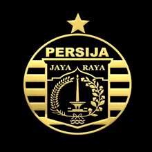 a logo for persija jaya raya with a gold star on top