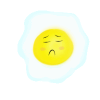 a cartoon drawing of an egg with a sad face on it