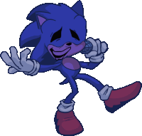 a drawing of sonic the hedgehog holding a microphone