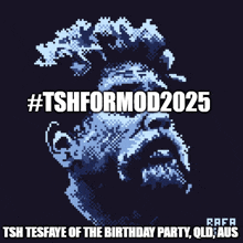 a pixelated image of a man with the words # tshformod2025 on it