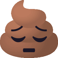 a cartoon illustration of a pile of poop with a sad face