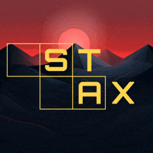 a logo for a company called st tax with a sunset in the background