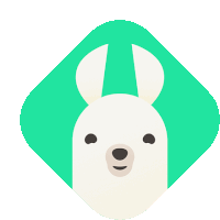 an icon of a white rabbit with green ears