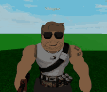 a man wearing sunglasses has the name vikinglaw on his head