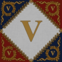 a white square with the letter v on it