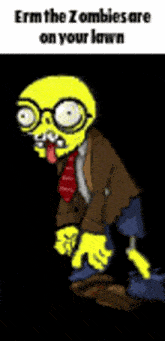 a cartoon of a zombie with glasses and a tie