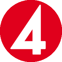 a red circle with a white number four inside