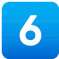 a blue icon with a white number 6 on it