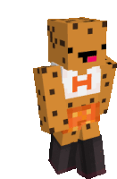 a minecraft character that looks like a cheetah wearing a white shirt with the letter h on it