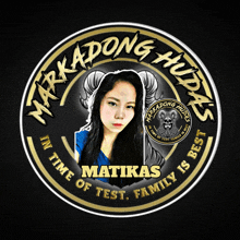 a logo for markadong hudas shows a woman with horns