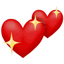 two red hearts with yellow stars on them