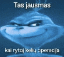 a cartoon character with a smoke coming out of his head and the words `` tas jausmas kai rytoj keliu operacija '' .