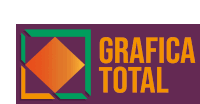 a logo for grafica total has a square in the middle