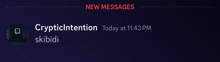 a new message from crypticintention is displayed