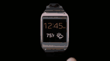 a smart watch has icons for s voice contacts and camera