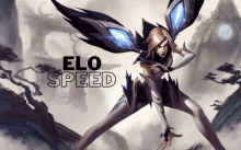 a poster of a woman with wings and the words elo speed below her