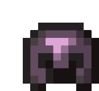 a pixel art drawing of a purple item with a t on it .