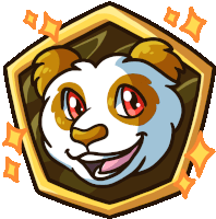 a cartoon drawing of a panda bear in a gold shield