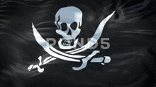 a pirate flag with a skull and crossed swords and the number 5