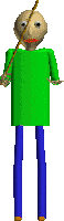 a pixel art of a man in a green shirt holding a stick