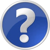 a blue circle with a white question mark in the middle .