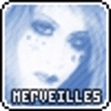 a pixel art of a woman 's face with the words merveilles in the corner