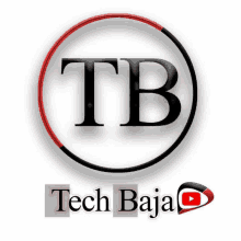 a logo for tech baja with a red and black circle