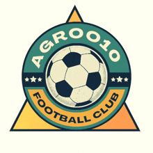 a logo for a soccer club with a soccer ball in the middle of it .