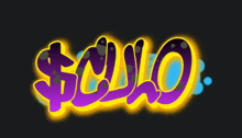 the word solo is written in yellow and purple