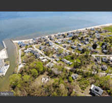 an aerial view of a residential area with bright mls written in the corner