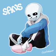 a drawing of a skeleton with the word sans written above him